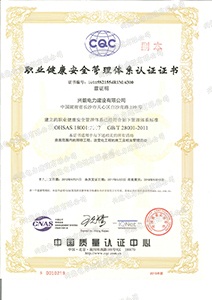 職業(yè)健康安全管理體系認證證書